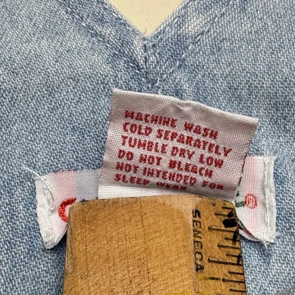 Vintage Gymboree XS 9-18 Months Light Wash Denim Colorful Bubble Romper
